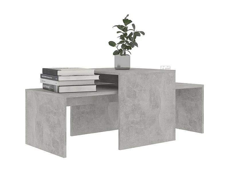 Ensemble de tables basses Gris béton 100x48x40