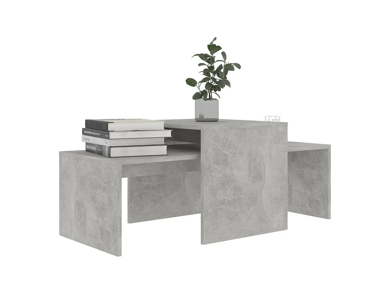 Ensemble de tables basses Gris béton 100x48x40