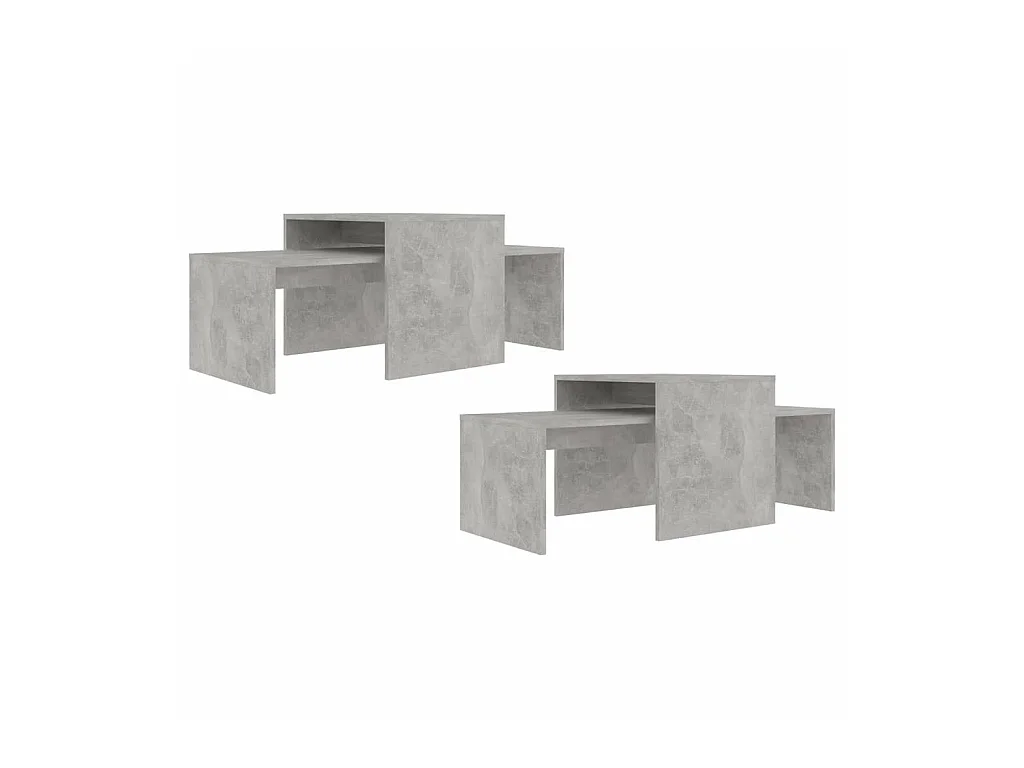 Ensemble de tables basses Gris béton 100x48x40