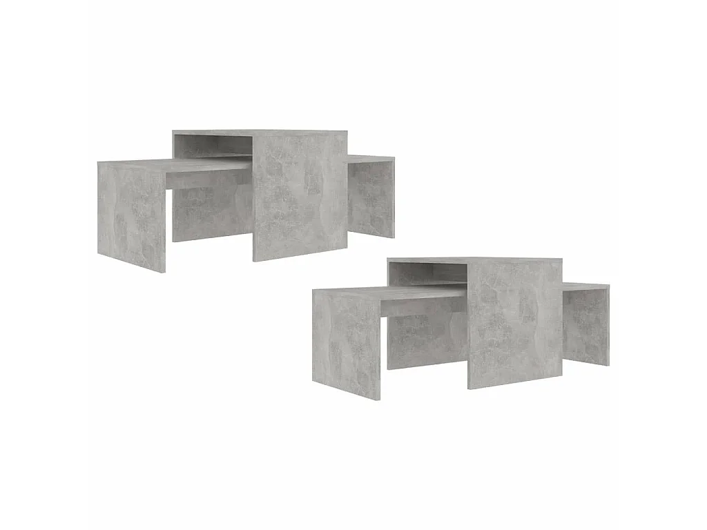 Ensemble de tables basses Gris béton 100x48x40
