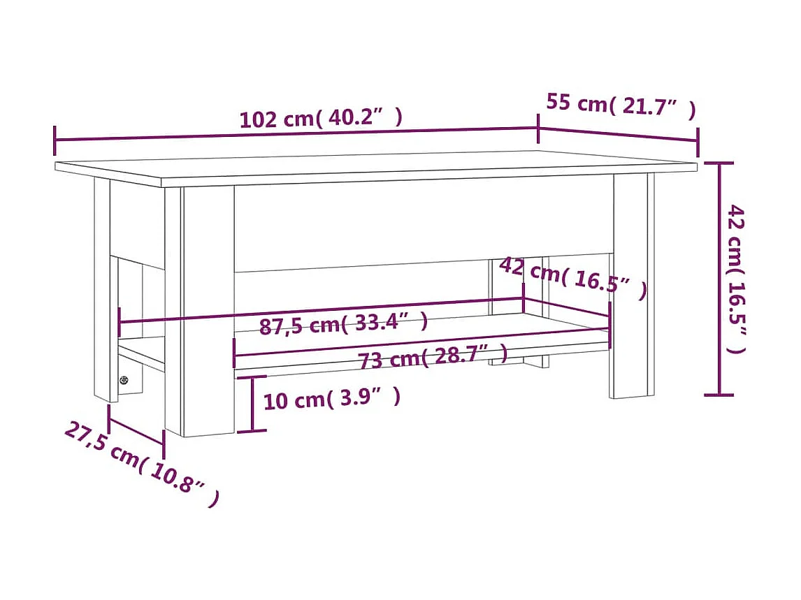 Table basse Gris béton 102x55x42