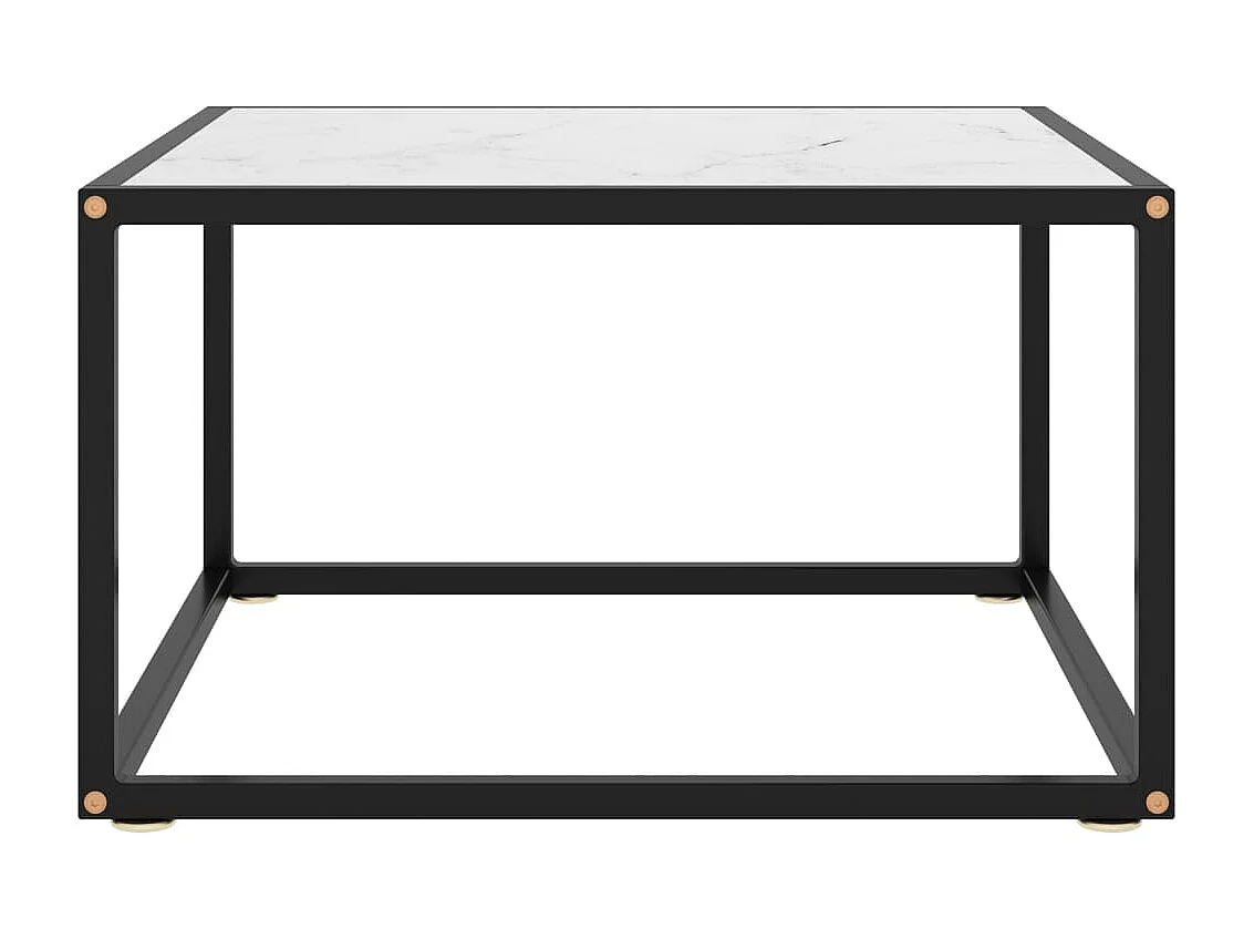 Table basse Noir avec verre marbre blanc 60x60x35
