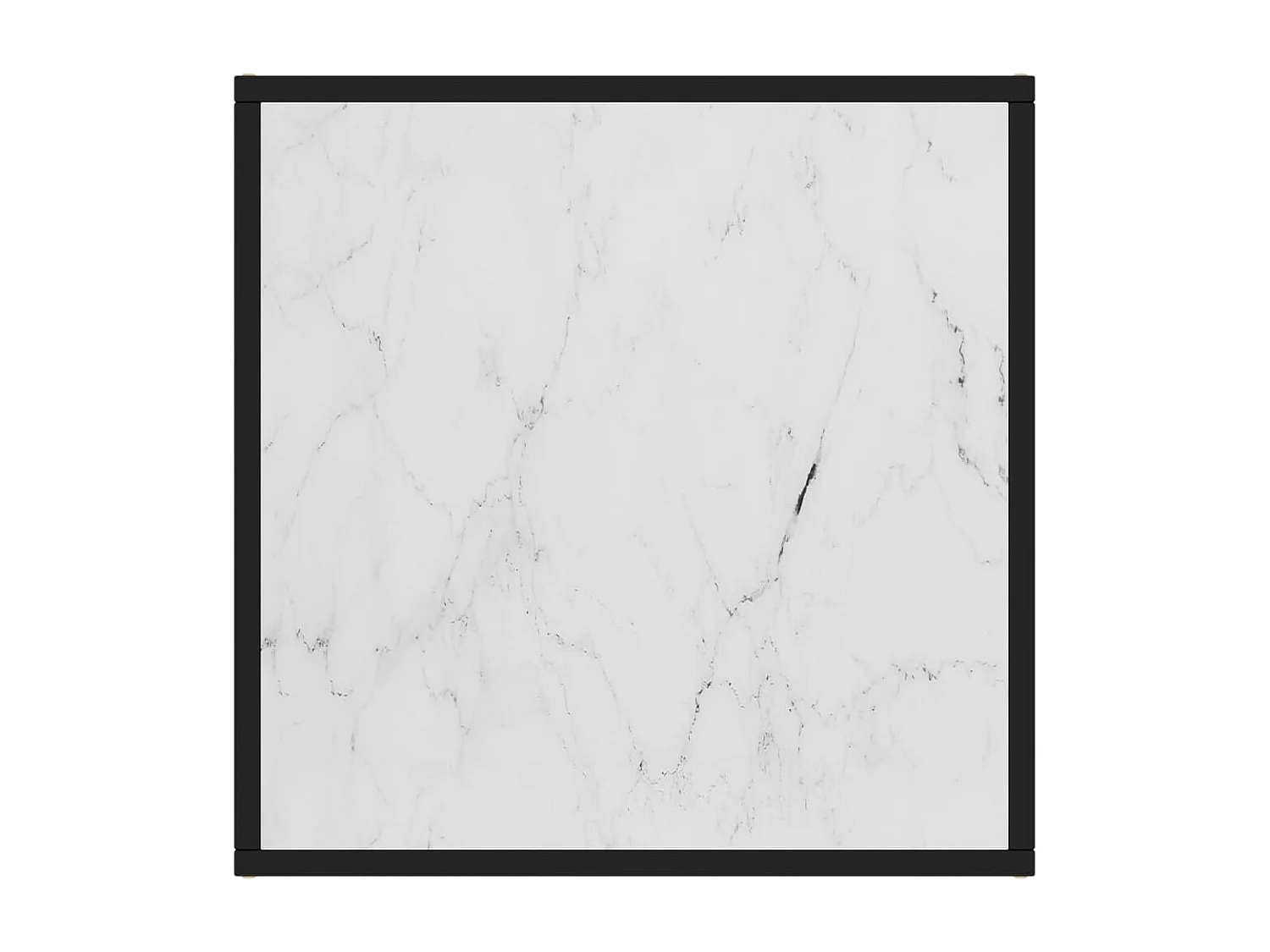 Table basse Noir avec verre marbre blanc 60x60x35