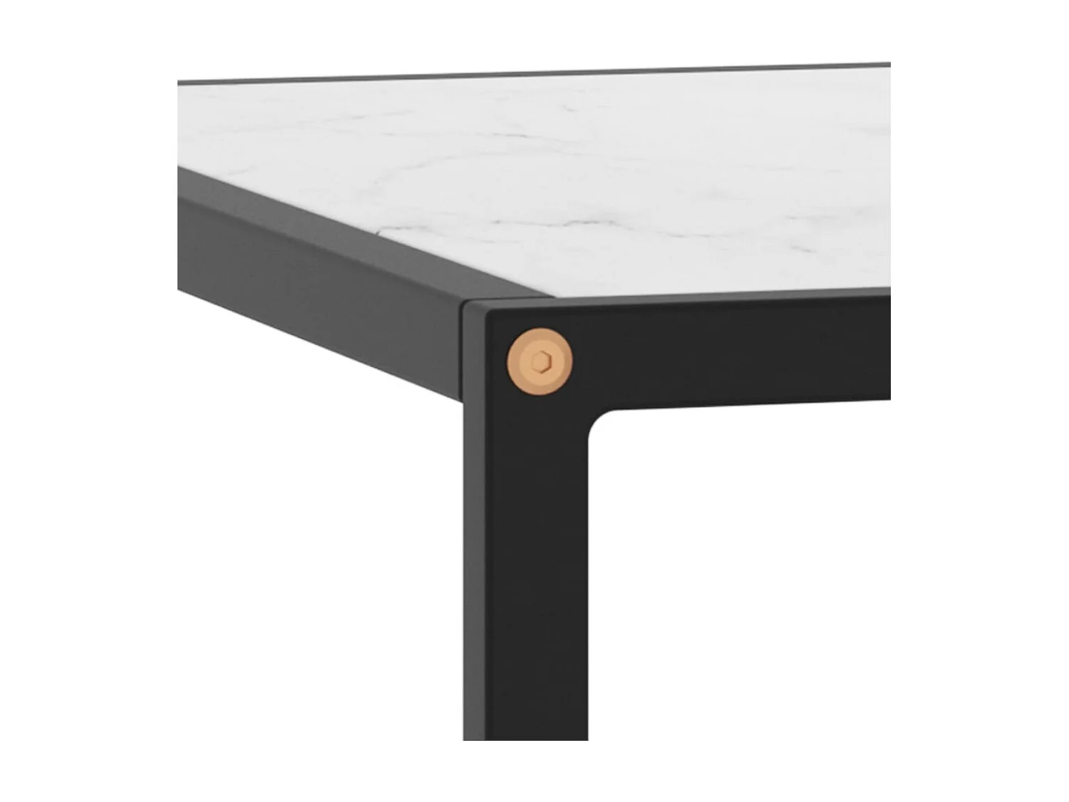 Table basse Noir avec verre marbre blanc 60x60x35