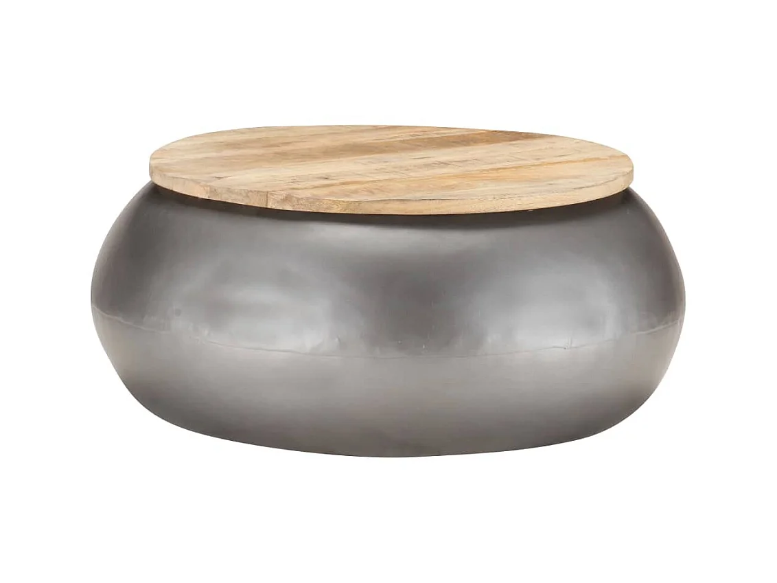 Table basse Gris 68x68x30 Bois de manguier solide