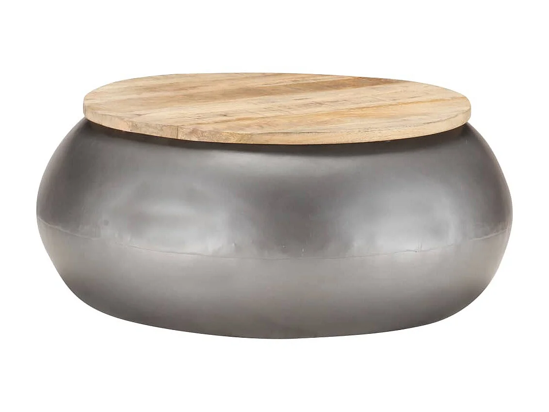 Table basse Gris 68x68x30 Bois de manguier solide