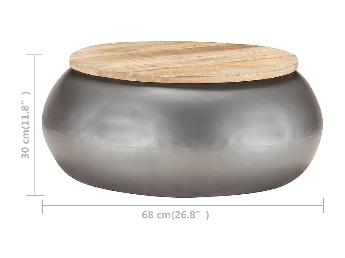 Table basse Gris 68x68x30 Bois de manguier solide