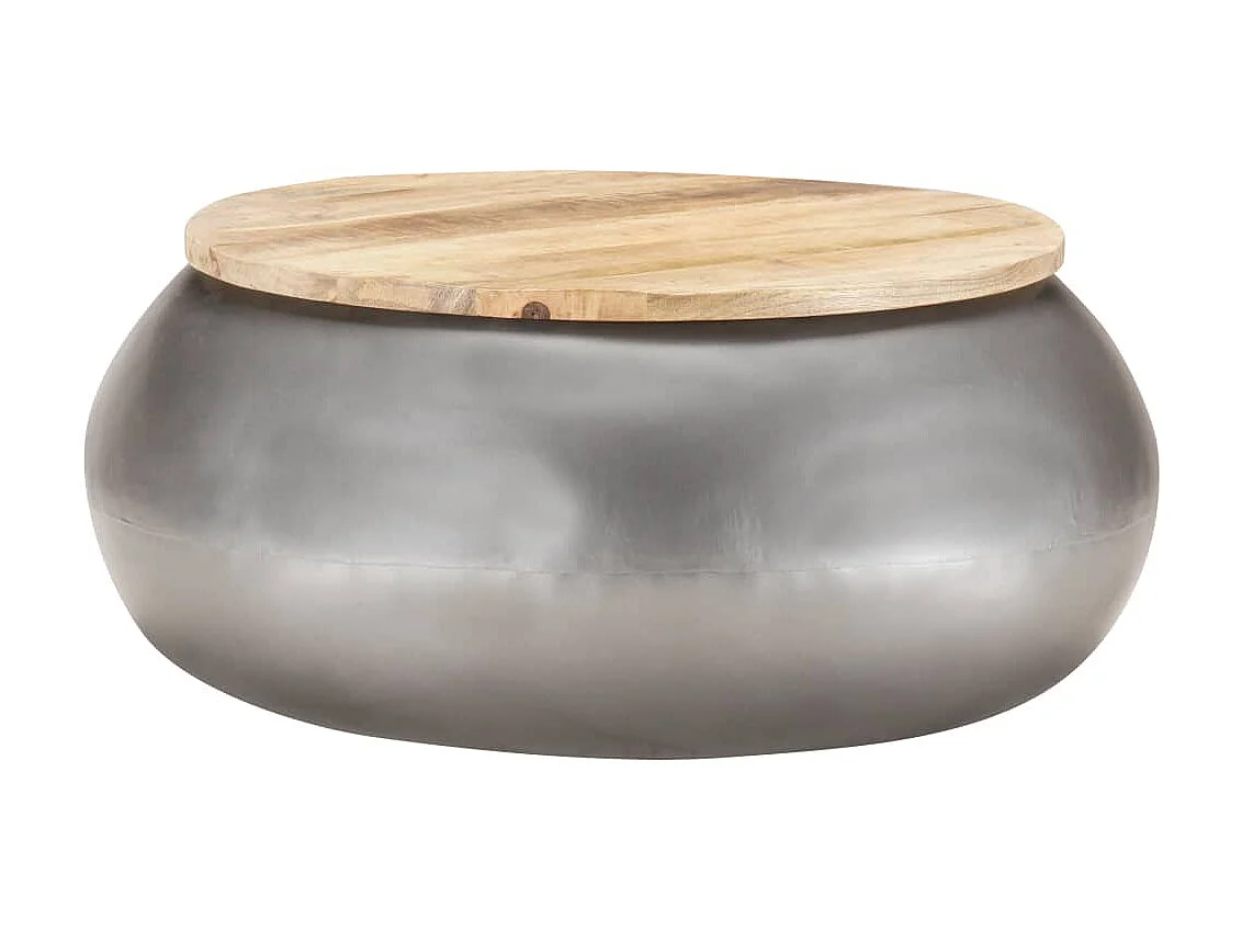 Table basse Gris 68x68x30 Bois de manguier solide