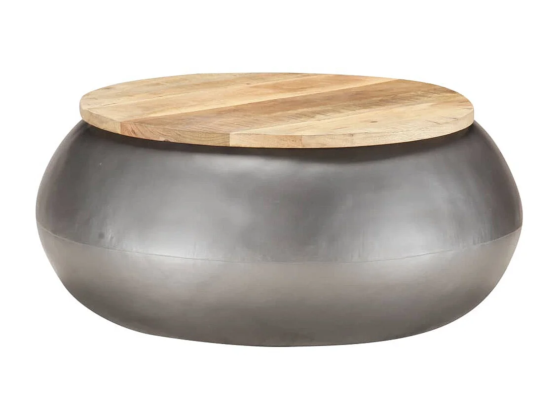 Table basse Gris 68x68x30 Bois de manguier solide