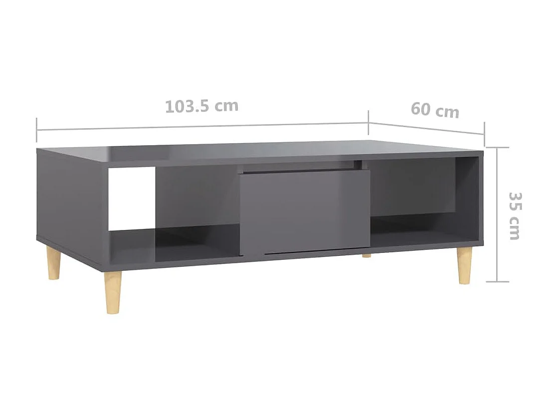Table basse Gris brillant 103,5x60x35 2