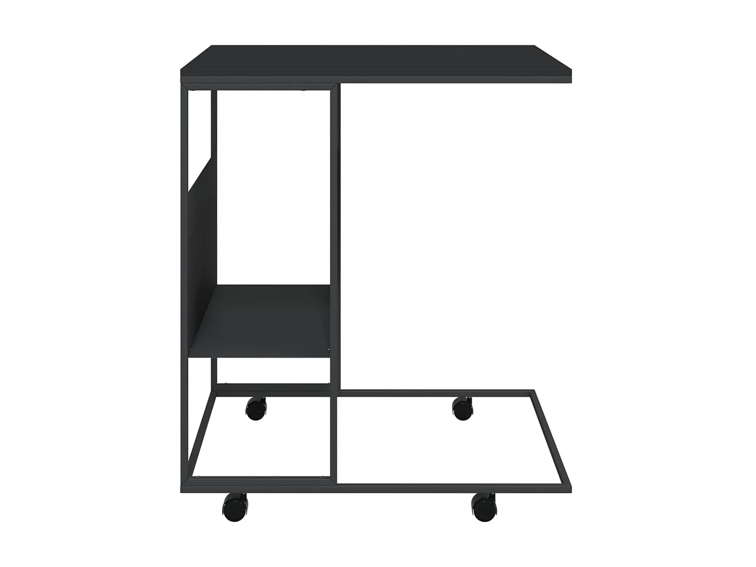 Table d'appoint avec roues Noir 55x36x63,5 Bois d'ingénierie