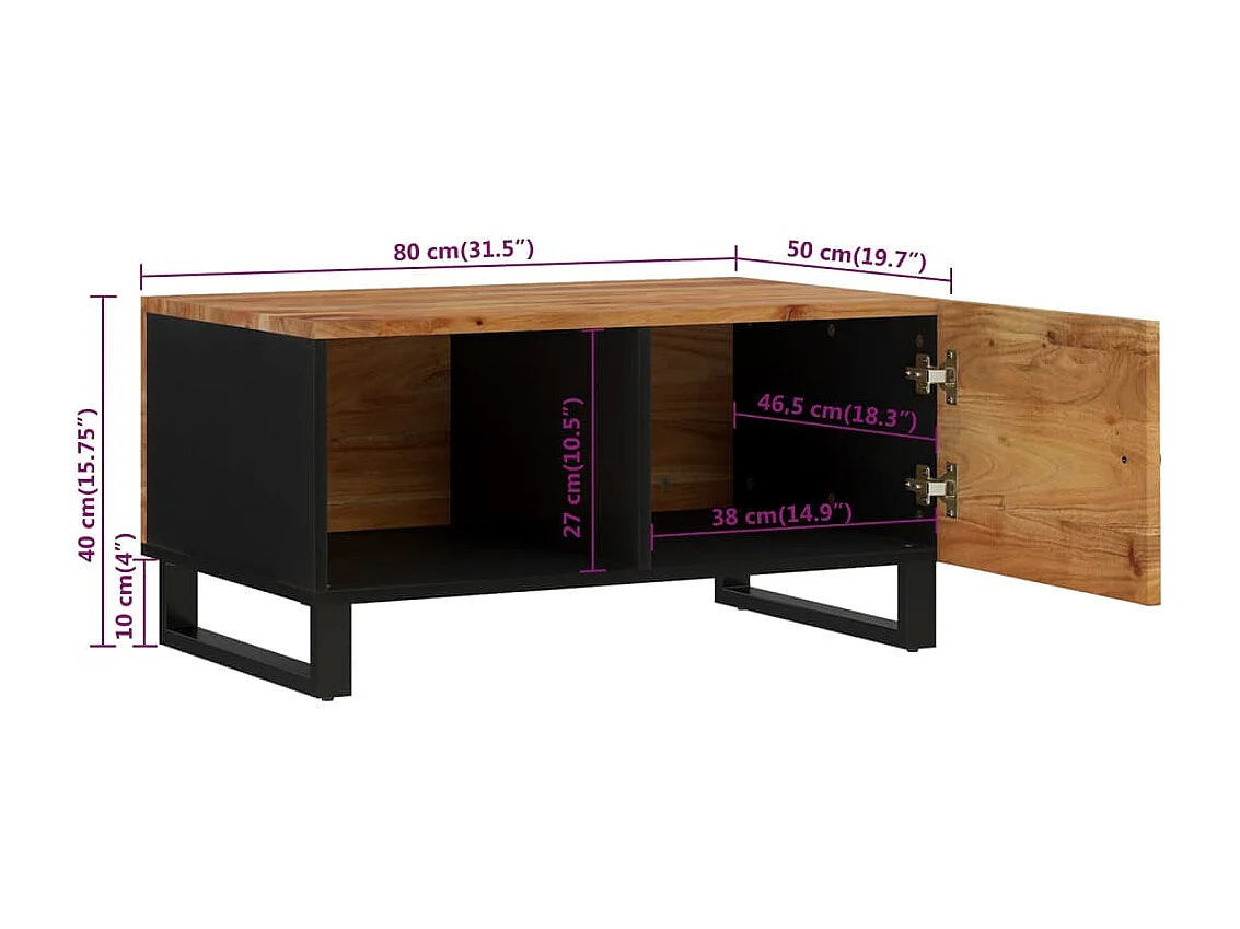 Table basse 80x50x40 Bois d'acacia solide et d'ingénierie