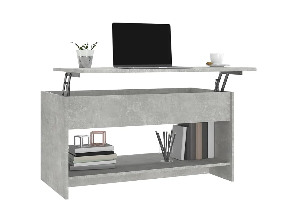 Table basse Gris béton 102x50x52,5 Bois d'ingénierie