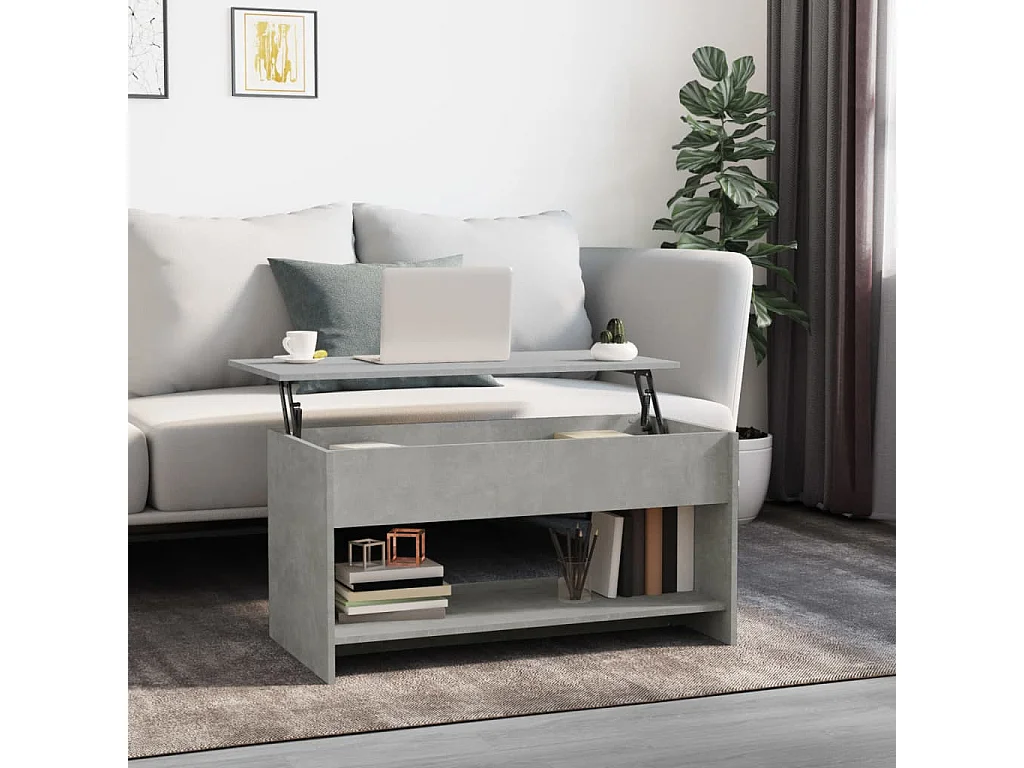 Table basse Gris béton 102x50x52,5 Bois d'ingénierie