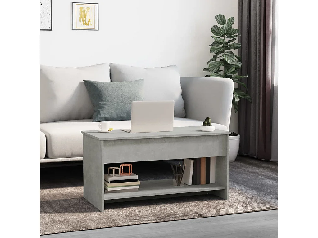 Table basse Gris béton 102x50x52,5 Bois d'ingénierie