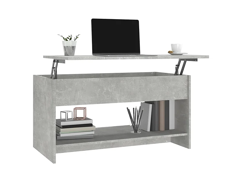 Table basse Gris béton 102x50x52,5 Bois d'ingénierie