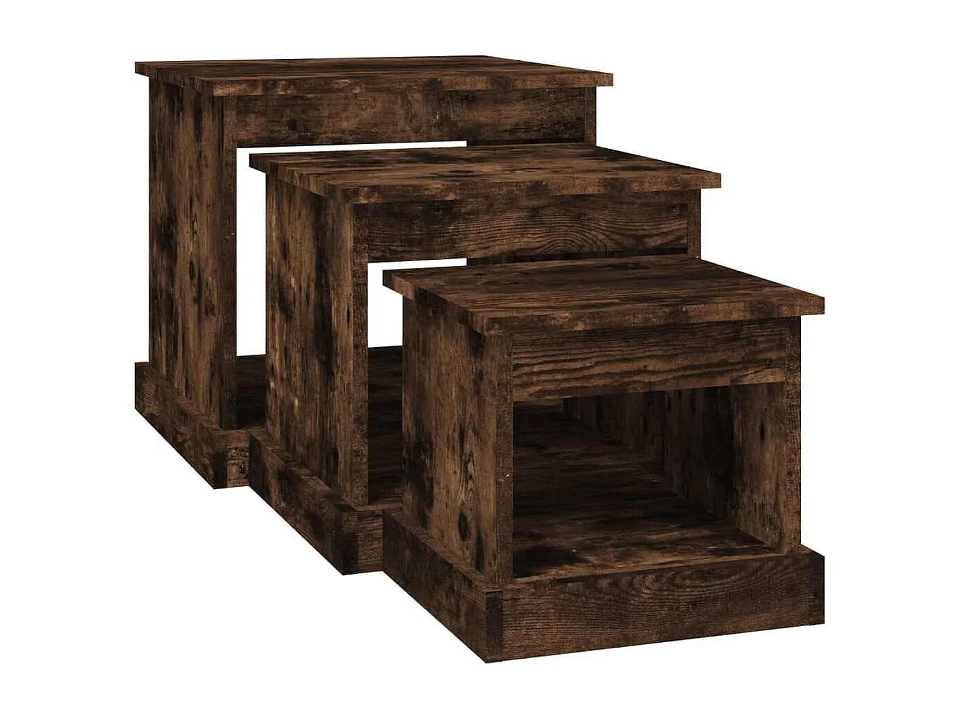 Tables gigognes 3 pcs chêne fumé bois d'ingénierie