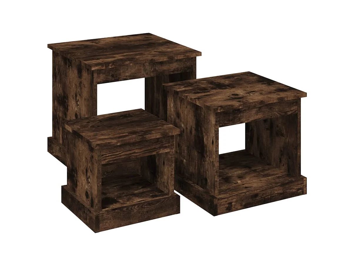 Tables gigognes 3 pcs chêne fumé bois d'ingénierie
