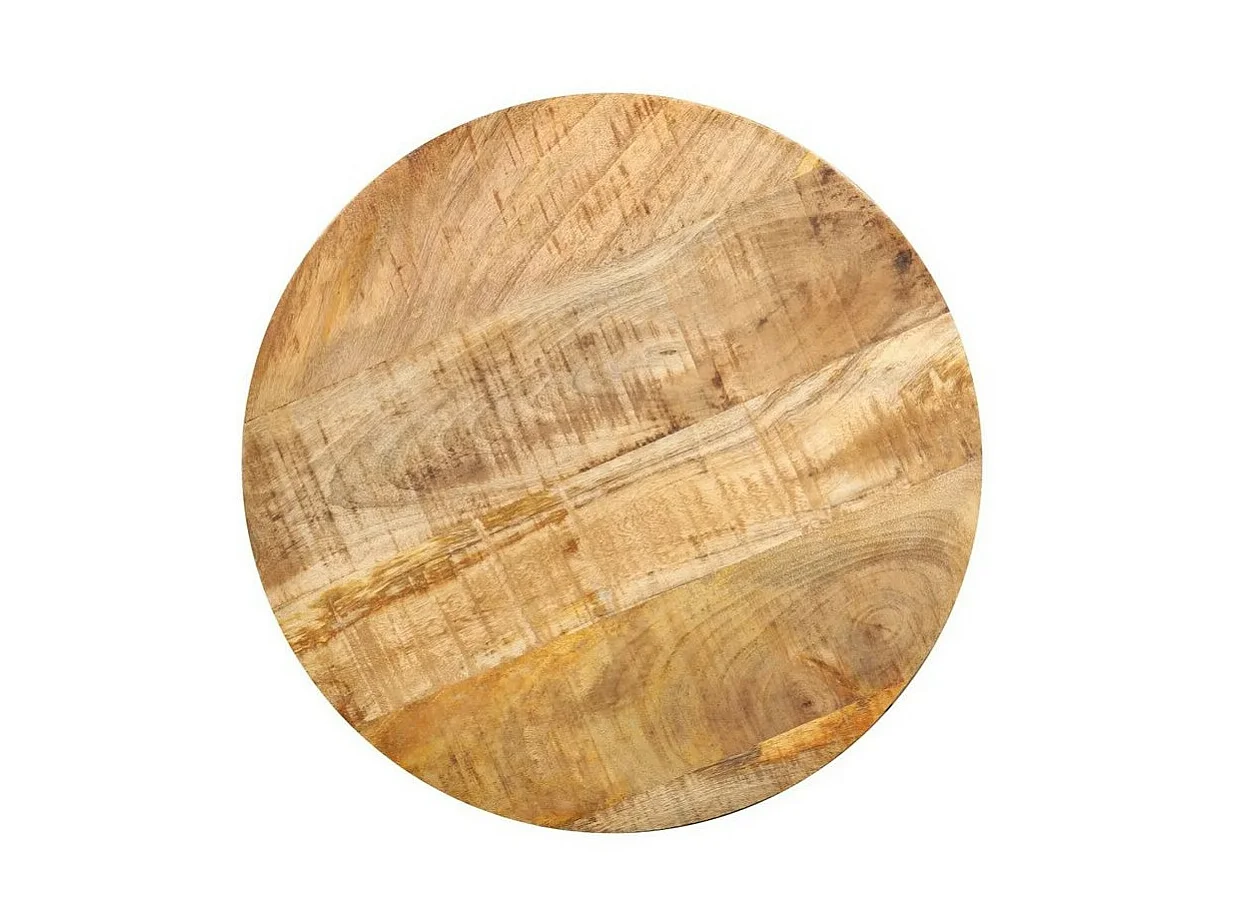 Table basse ronde manguier massif clair et métal noir Liaish