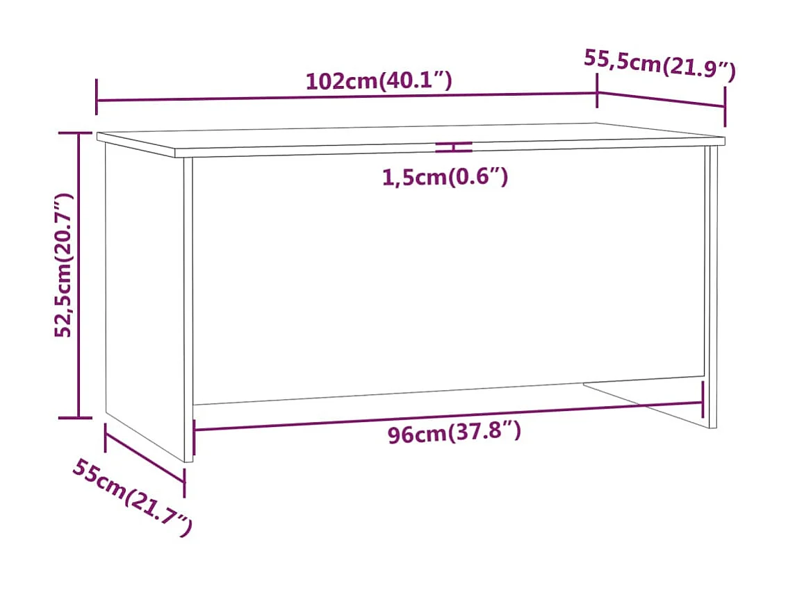 Table basse Gris béton 102x55,5x52,5 Bois d'ingénierie