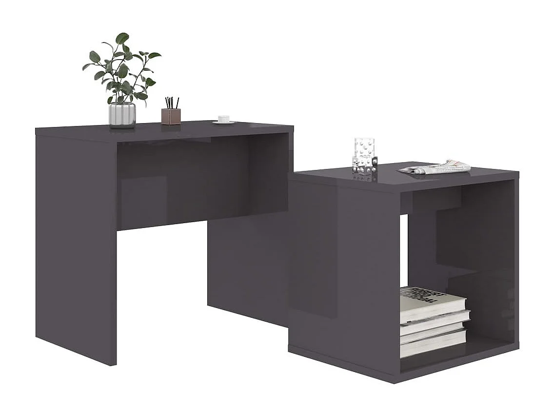Ensemble de tables basses Gris brillant 48x30x45