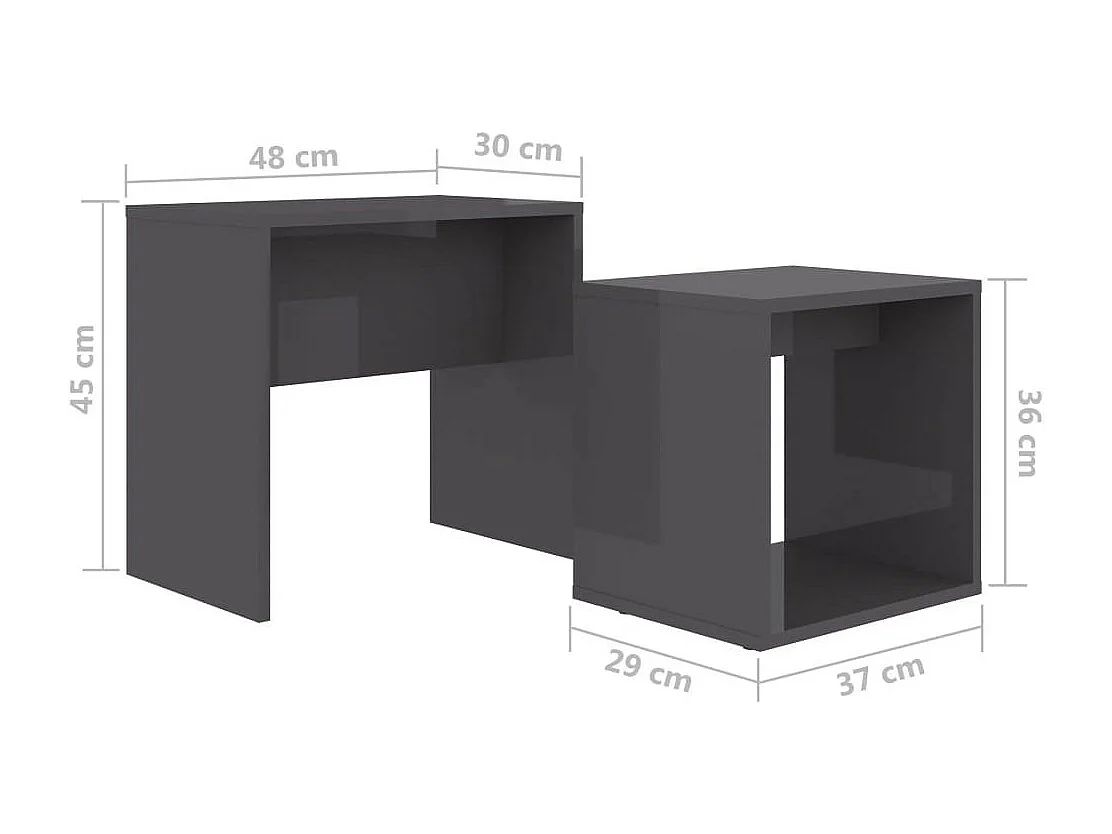 Ensemble de tables basses Gris brillant 48x30x45