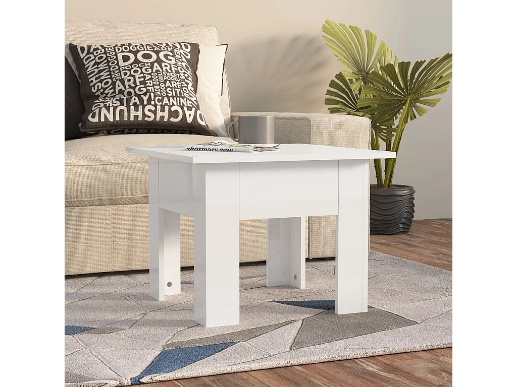Salontafel 55x55x42 cm bewerkt hout hoogglans wit