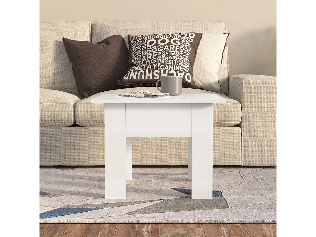 Salontafel 55x55x42 cm bewerkt hout hoogglans wit