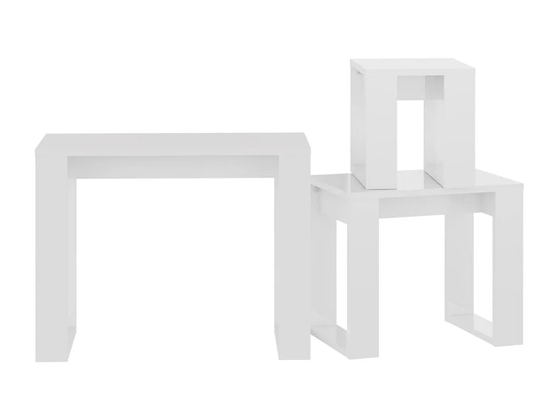 Tables gigognes 3 pcs Blanc brillant 2