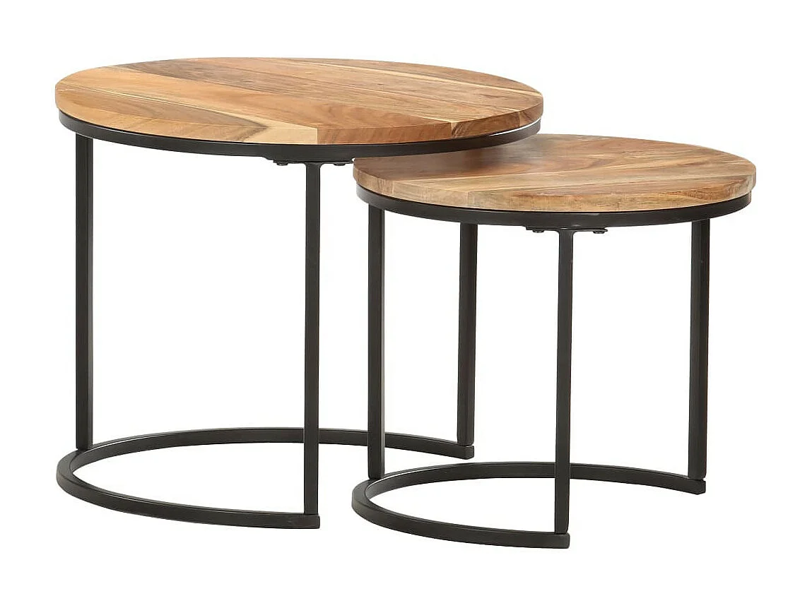 Tables gigognes 2 pcs Bois d'acacia massif 2
