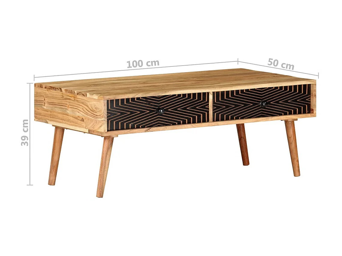 Table basse 100x50x39 Bois d'acacia solide
