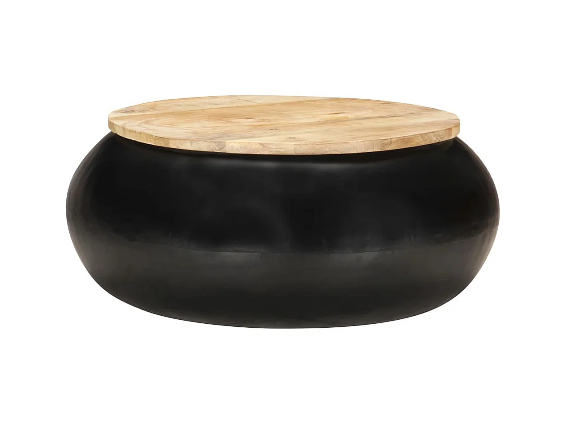 Table basse Noir 68x68x30 Bois de manguier solide