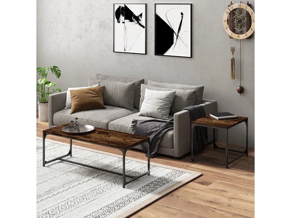 Tables basses 2 pcs Chêne fumé Bois d'ingénierie