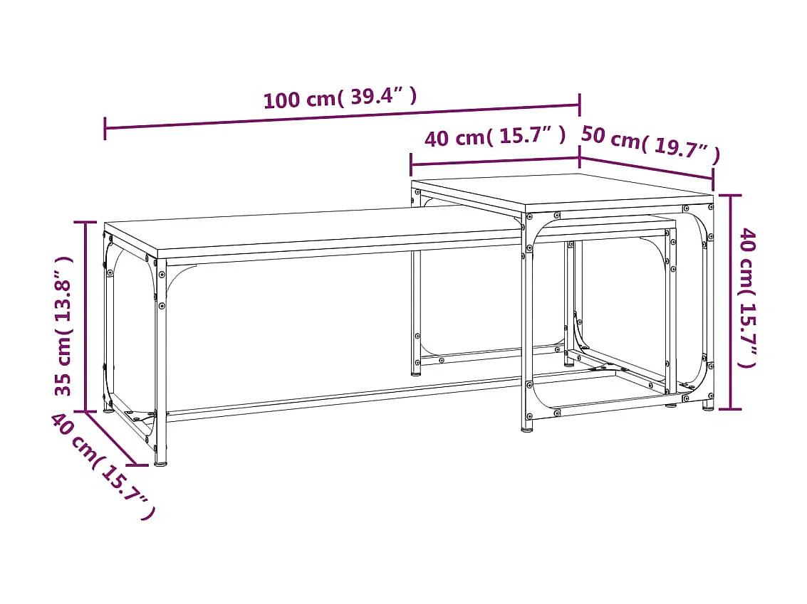 Tables basses 2 pcs Chêne fumé Bois d'ingénierie