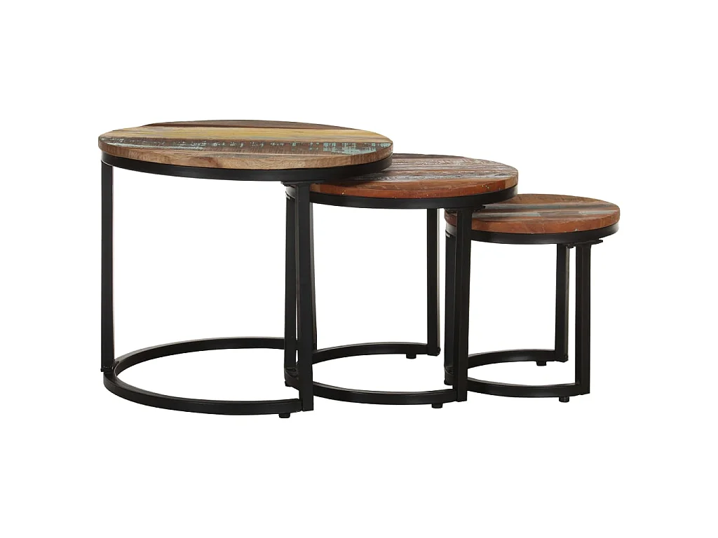 Tables d'appoint 3 pcs Bois de récupération massif
