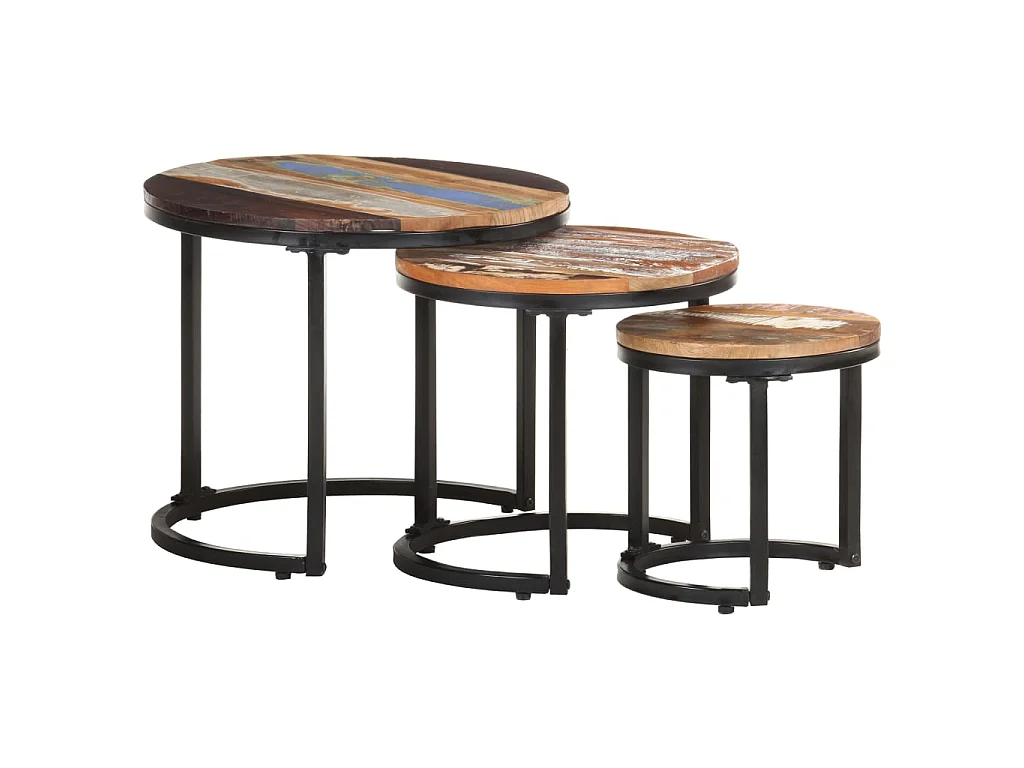 Tables d'appoint 3 pcs Bois de récupération massif