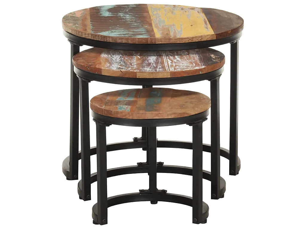 Tables d'appoint 3 pcs Bois de récupération massif