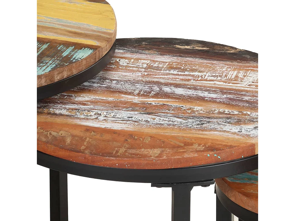 Tables d'appoint 3 pcs Bois de récupération massif