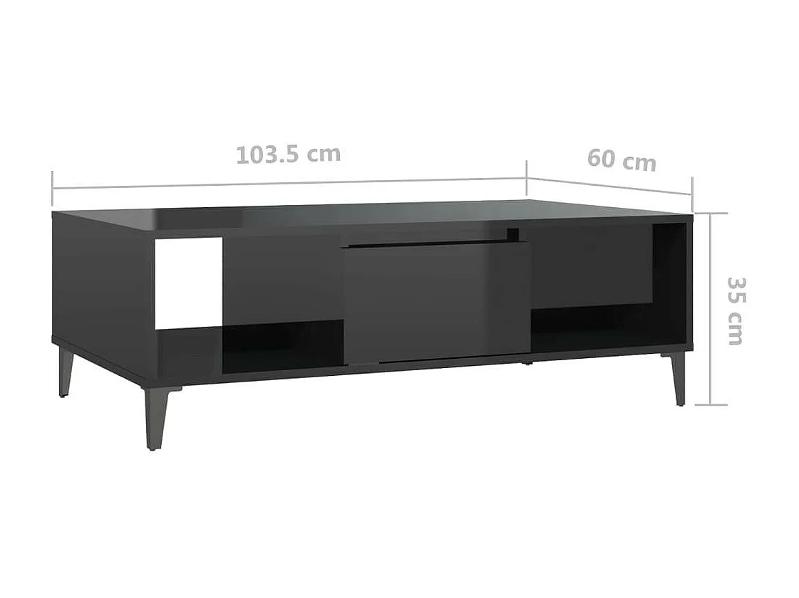 Table basse Noir brillant 103,5x60x35 2