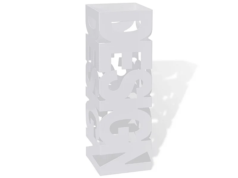 Porte-parapluie carré à rangement Blanc Acier 48,5cm