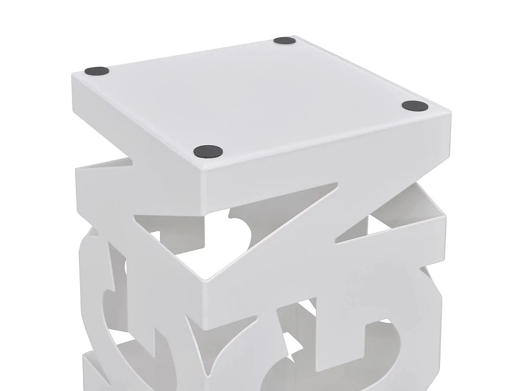 Porte-parapluie carré à rangement Blanc Acier 48,5cm