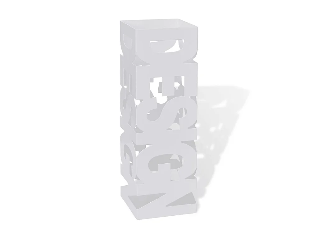 Porte-parapluie carré à rangement Blanc Acier 48,5cm