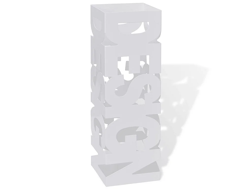 Porte-parapluie carré à rangement Blanc Acier 48,5cm