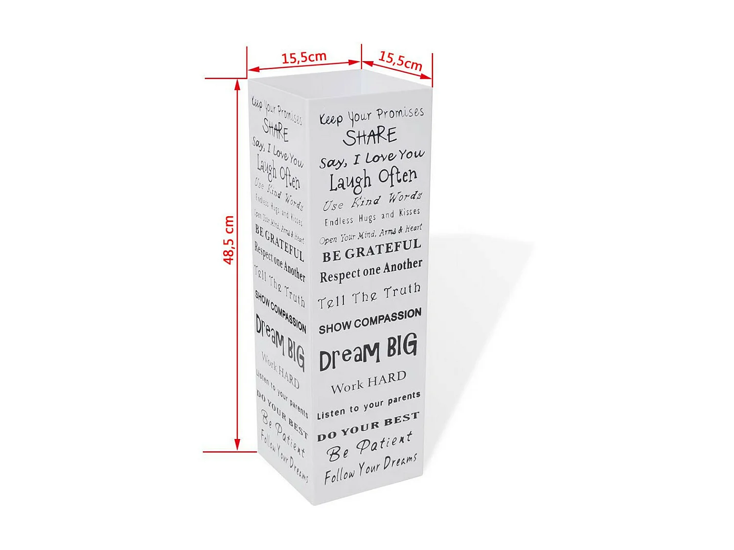 Blanc Carré Porte-parapluie Stockage pour cannes bâtons Acier 48,5cm 2