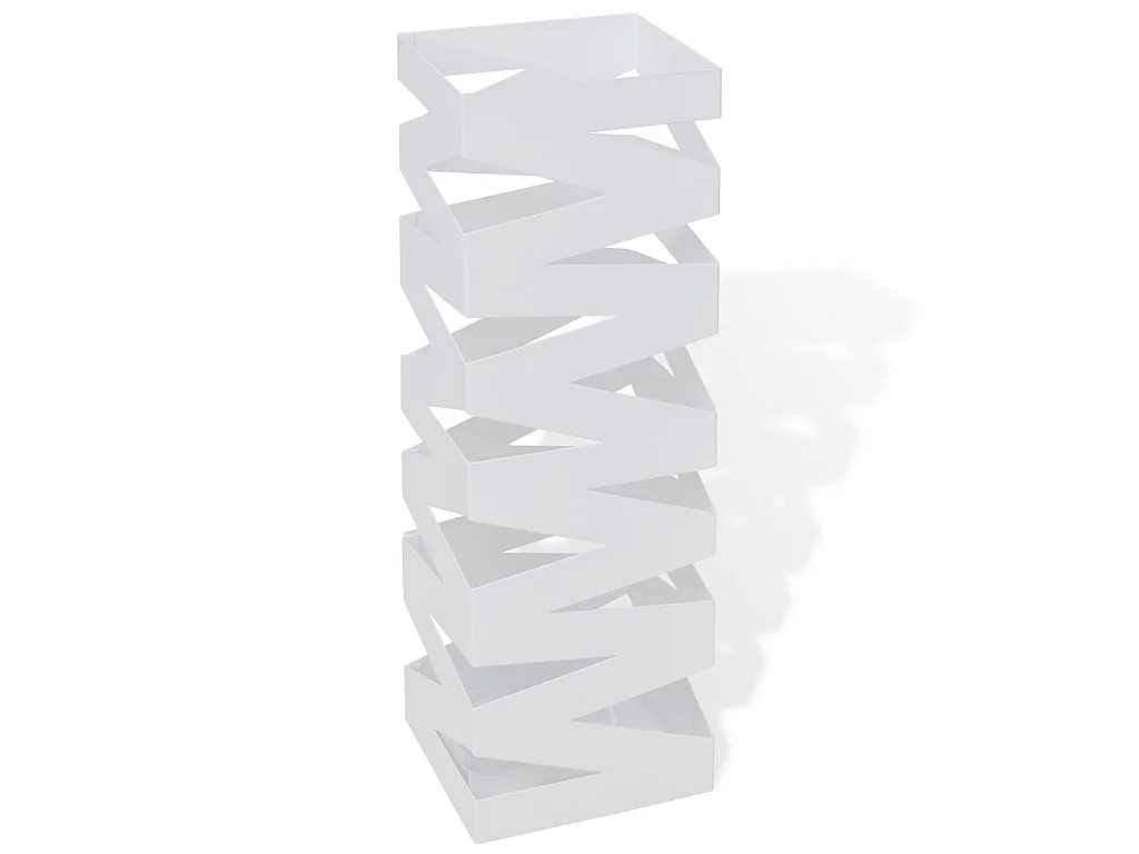Porte-parapluie carré à rangement Blanc Acier 48,5cm 2