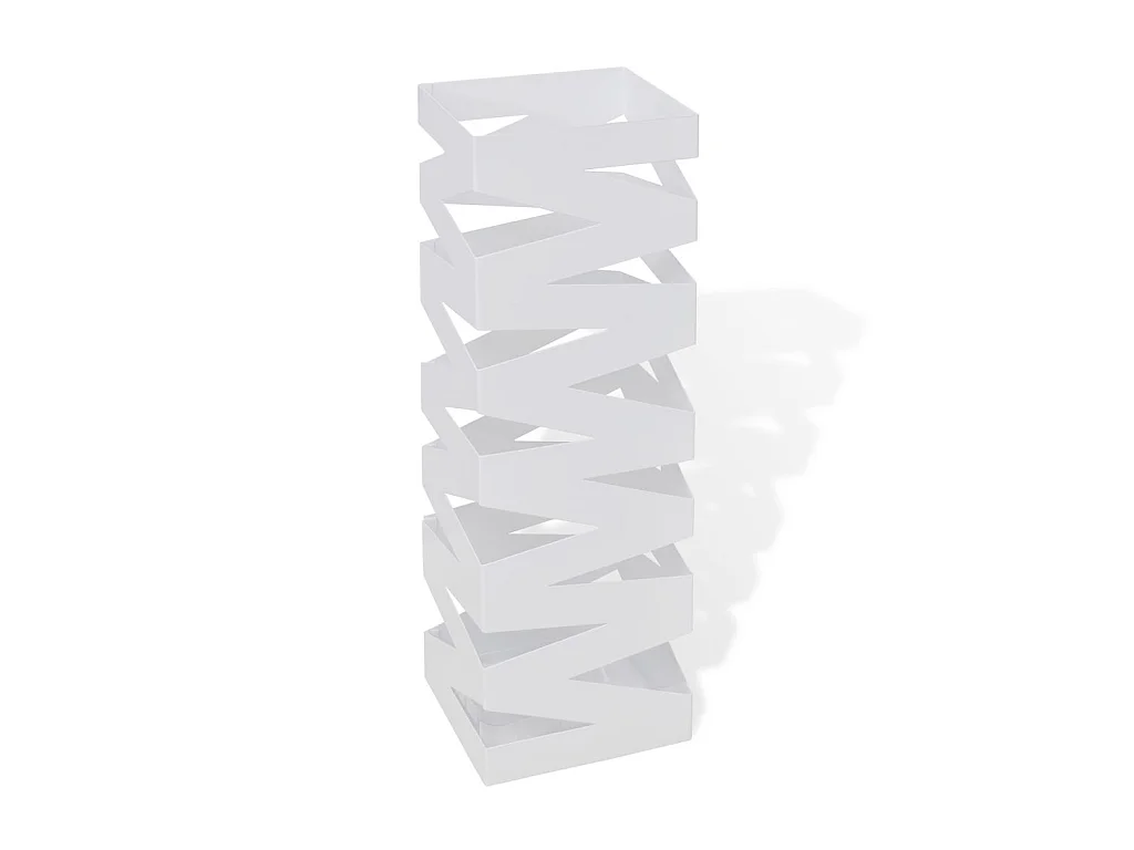 Porte-parapluie carré à rangement Blanc Acier 48,5cm 2