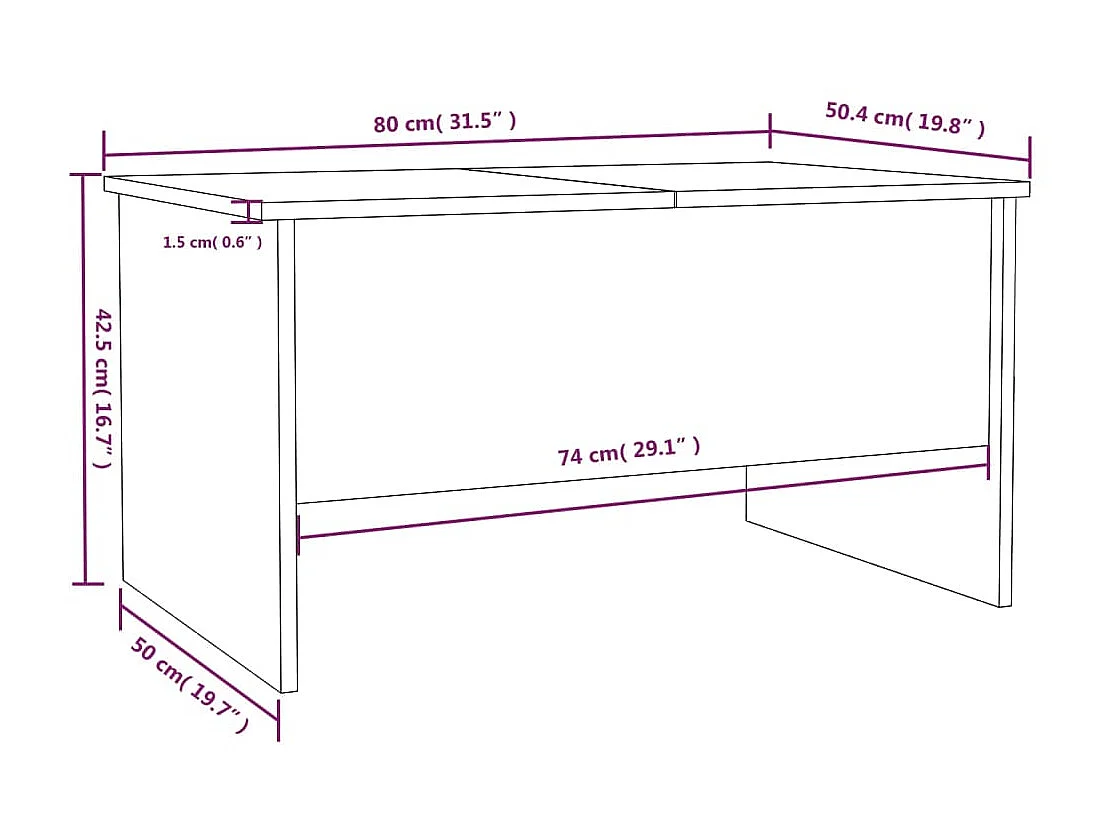 Table basse Blanc 80x50x42,5 Bois d'ingénierie