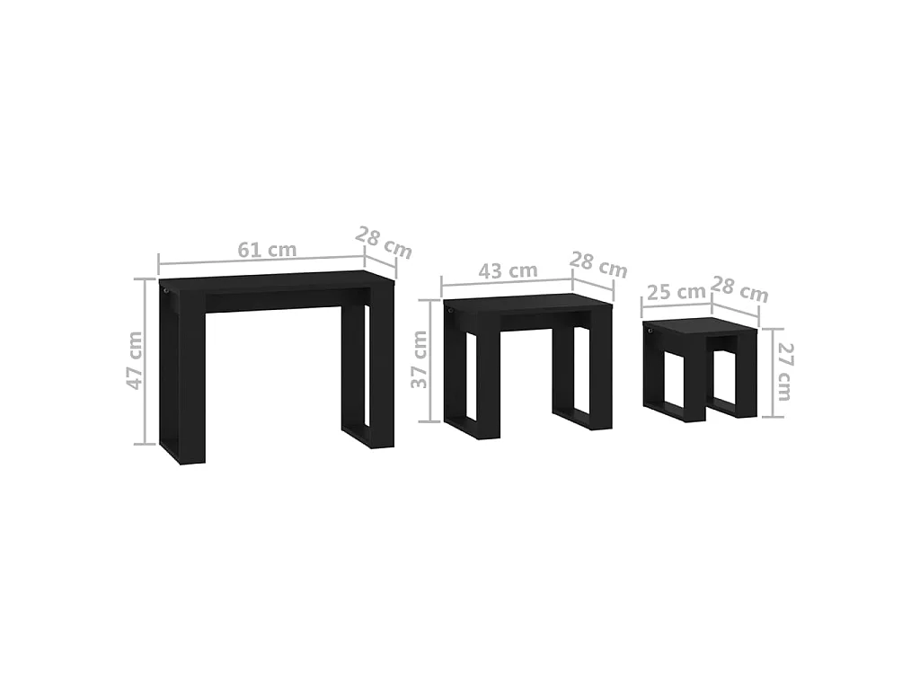 Tables gigognes 3 pcs Noir 3