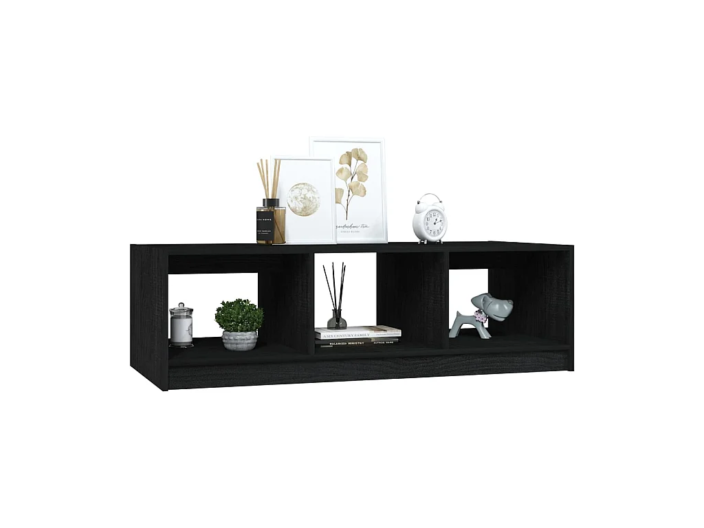 Table basse Noir 110x50x34 Bois de pin massif