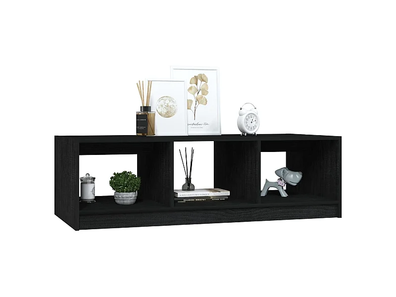 Table basse Noir 110x50x34 Bois de pin massif
